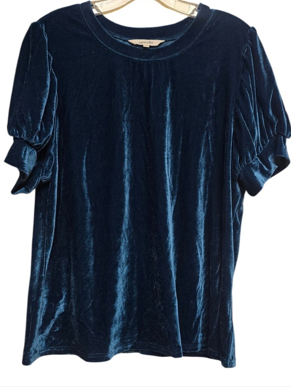Amaryllis Velvet Puff-Sleeve Top Size XL - Picture 1 of 4